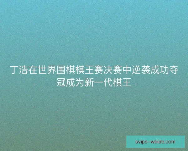 丁浩在世界围棋棋王赛决赛中逆袭成功夺冠成为新一代棋王 丁浩在世界围棋棋王赛决赛中逆袭成功夺冠成为新一代棋王